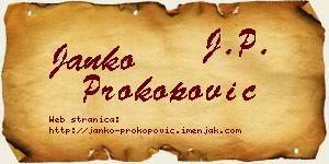 Janko Prokopović vizit kartica